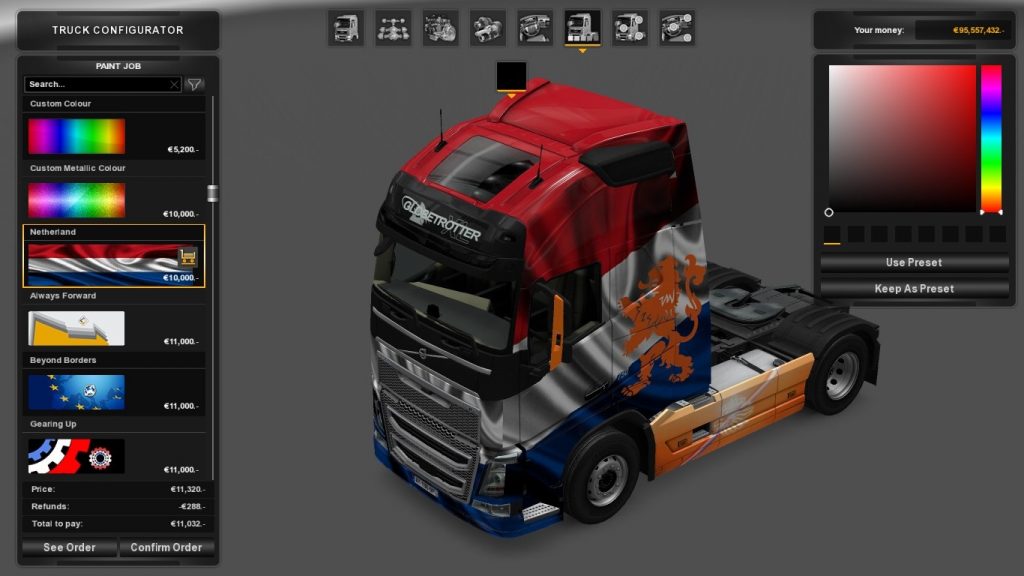 Dutch Truck Skin for Volvo 2012 - ETS2 Mod Download