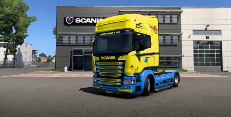 Yellow Rjl Skin SCANIA RJL Yellow Blue Skin v1.0 1.49 - ETS2 Mod Download